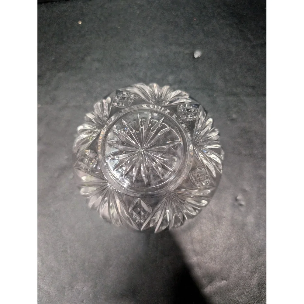 Diamond Fan Pattern Cut Crystal Bowl, Scalloped Edge, 4.5